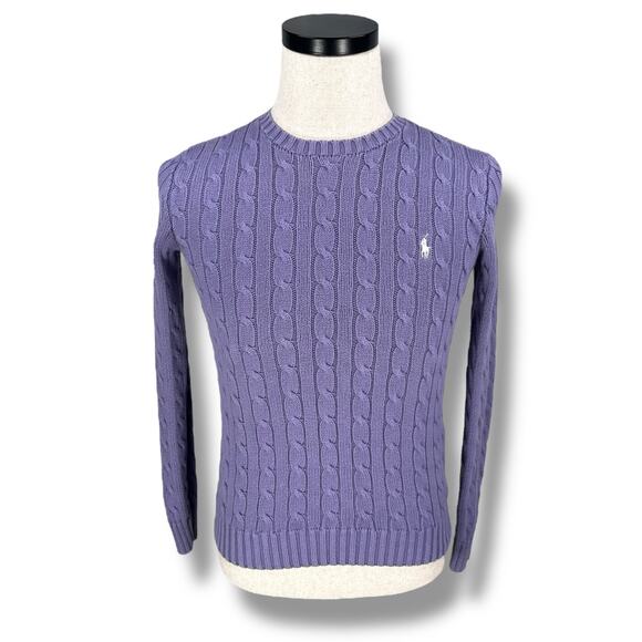 Polo Ralph Lauren Sweater Womens Small Lavender Light Purple Cable Knit Pullover - Picture 1 of 8